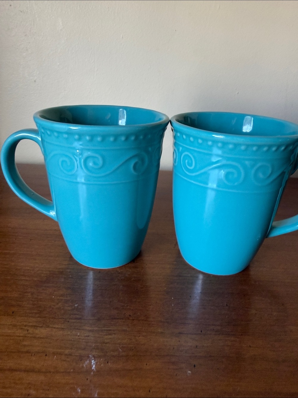 Royal Norfolk Turquoise Blue Ceramic Mugs - Set of 2